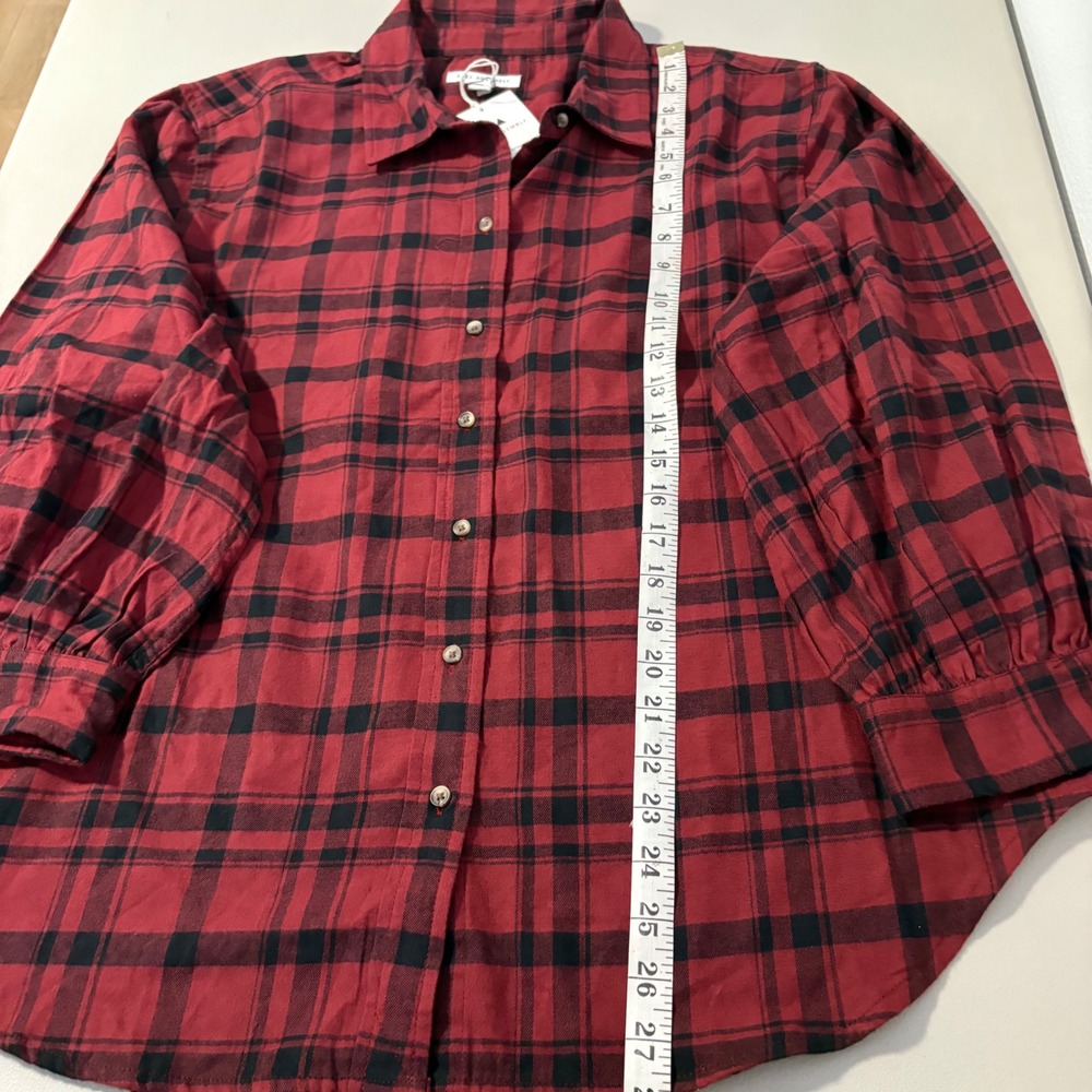 Free Assembly XXL Womens Button Down Long Sleeve Plaid Flannel Shirt Top - Picture 3 of 8